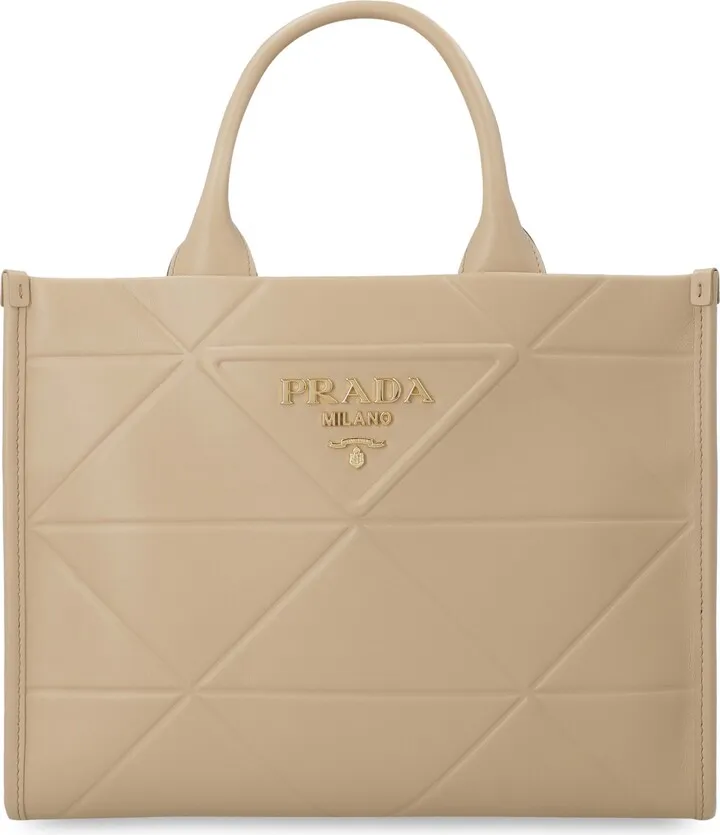 Prada Symbole Logo Print Leather Handbag