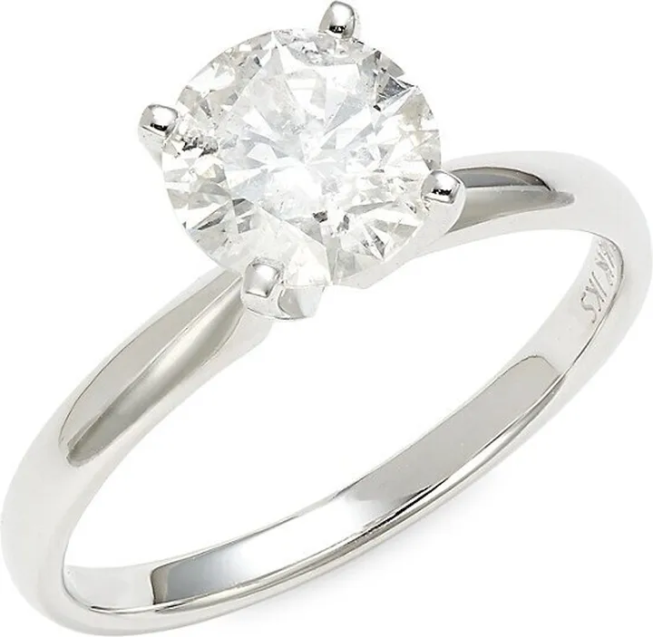 14K White Gold Diamond Solitaire Ring