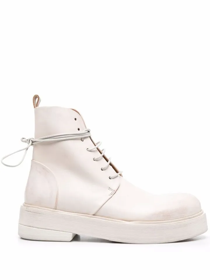 Lace-Up Leather Ankle Boots
