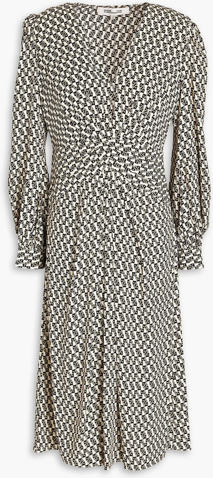 Myla gathered printed crepe midi dress