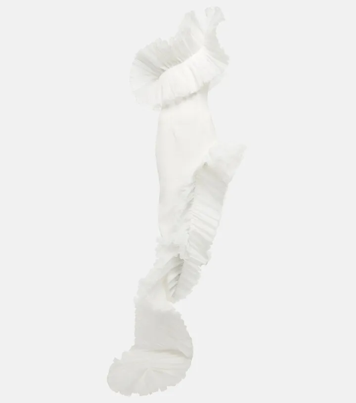 Ruffle-trimmed crepe gown