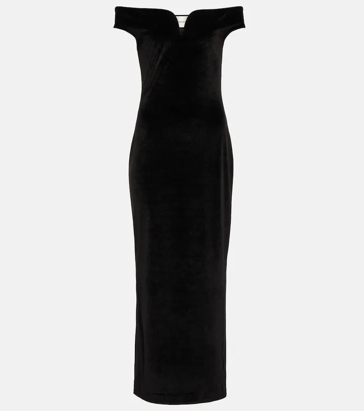 Lucy off-shoulder velvet maxi dress
