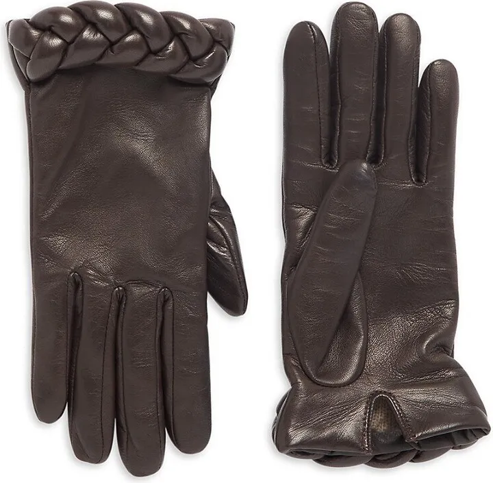 Edith Braided Cuff Leather Gloves