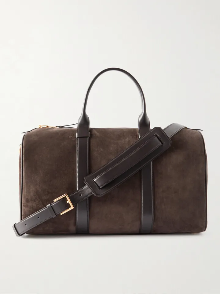 Ebony Leather-Trimmed Suede Holdall