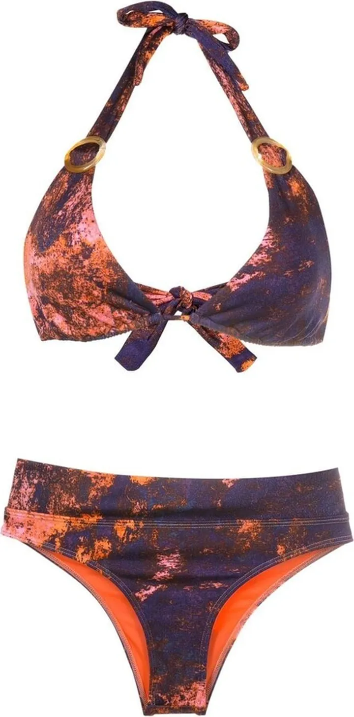 Hardware-Detail Halterneck Bikini Set