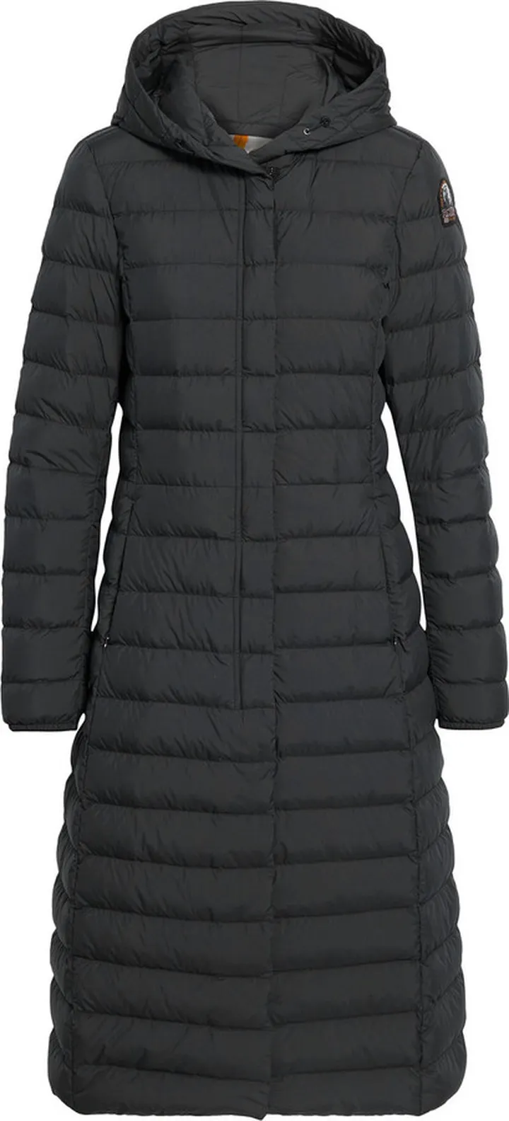 Omega quilted shell hooded down coat