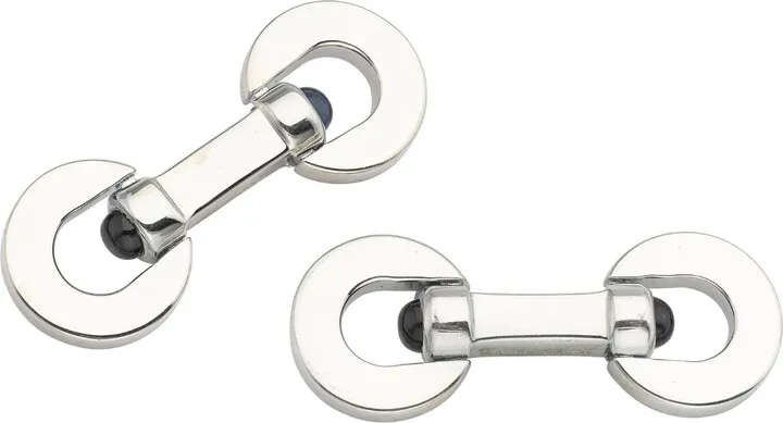Deakin & Francis - Deakin & Francis Sterling Silver Paddle Cufflinks With Onyx