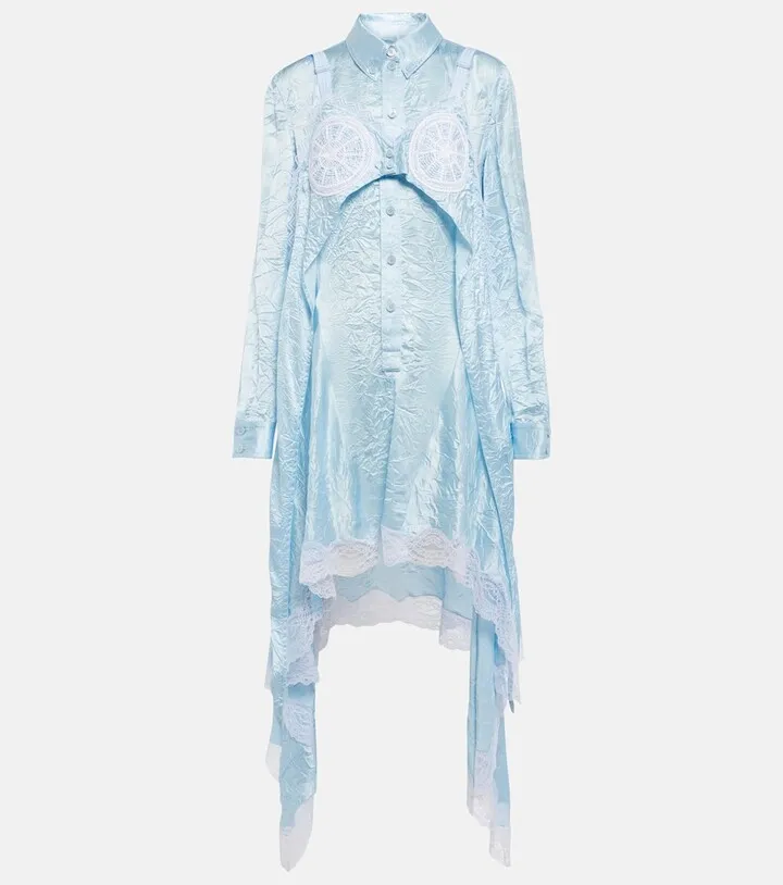 Lace-trimmed satin gown