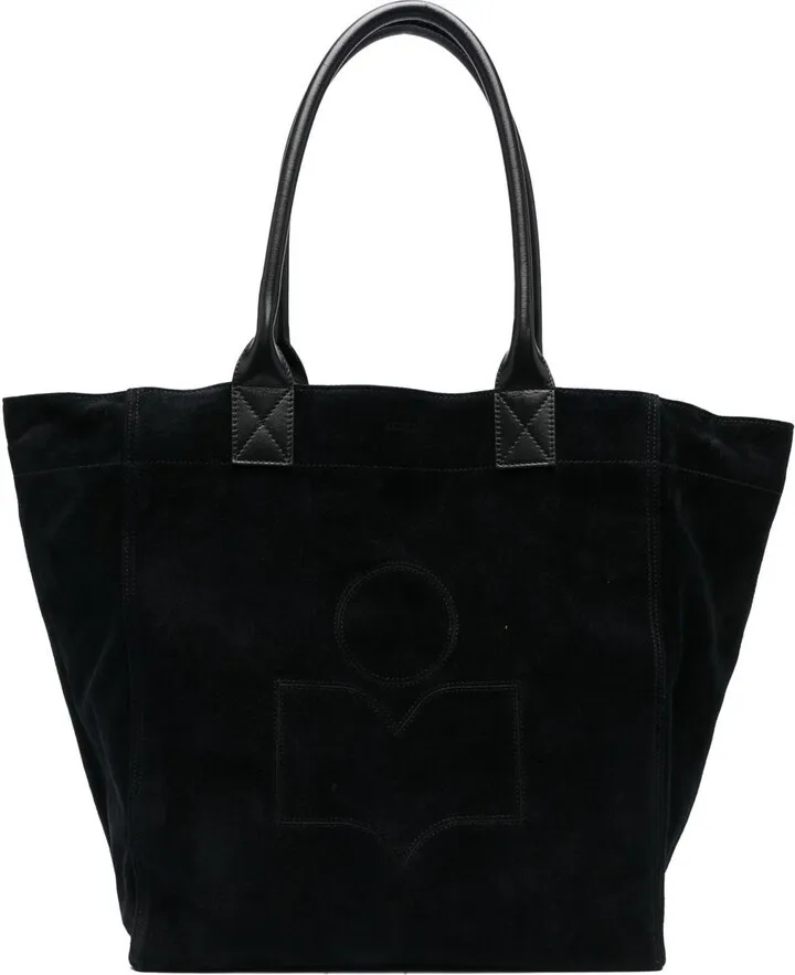 Logo-Embroidered Suede Tote Bag