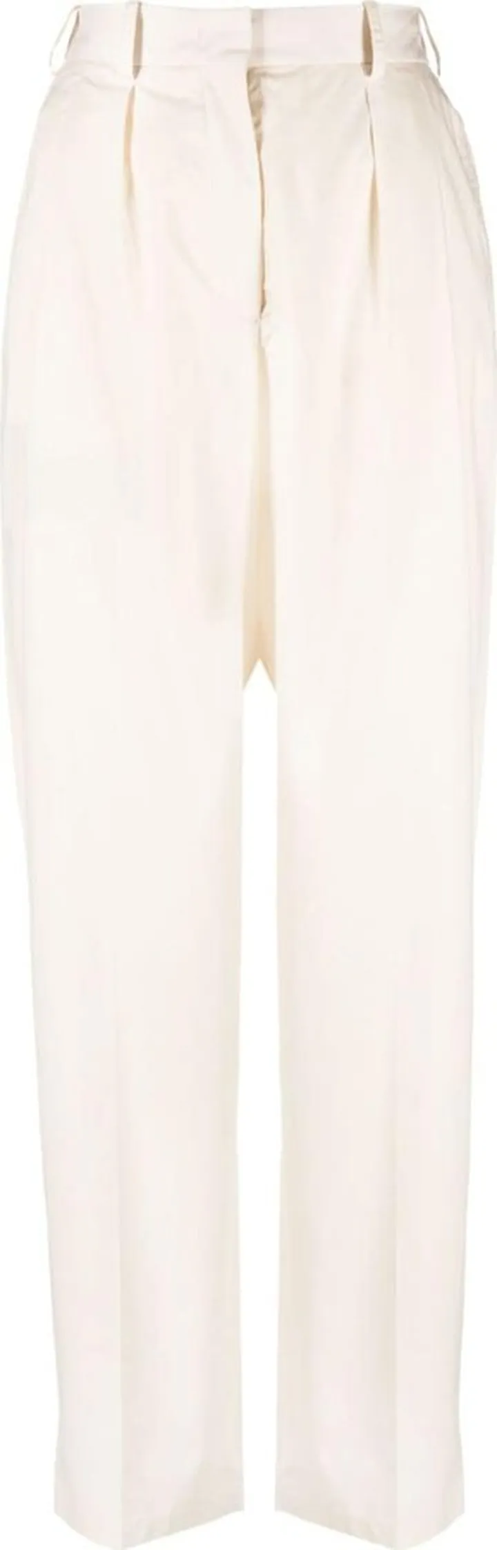 High-Waisted Cotton Trousers
