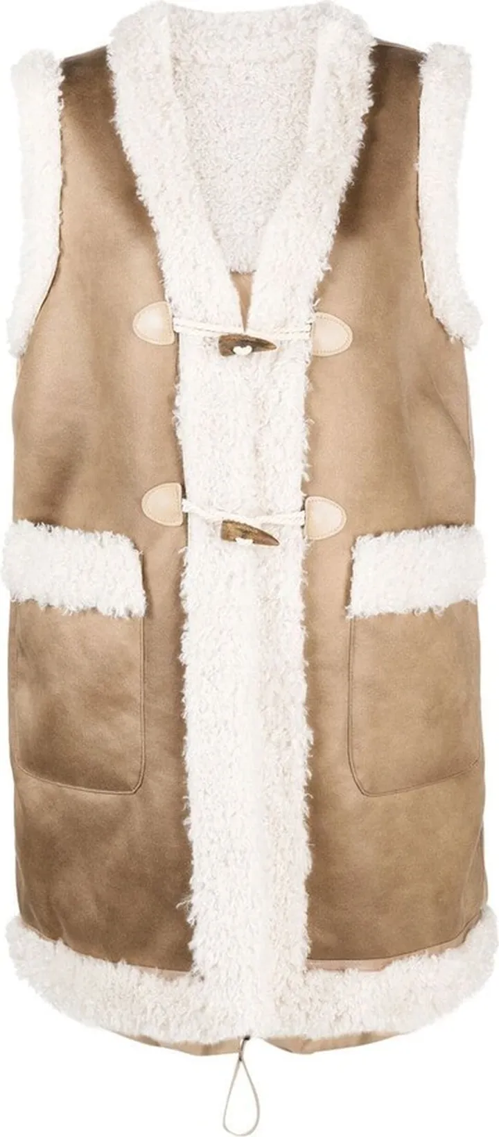 Brushed-Effect Panelled Sleeveless Coat