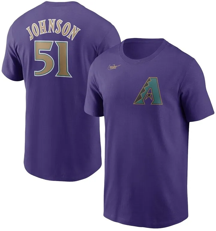 Men's Nike Randy Johnson Purple Arizona Diamondbacks Cooperstown Collection Name & Number T-shirt