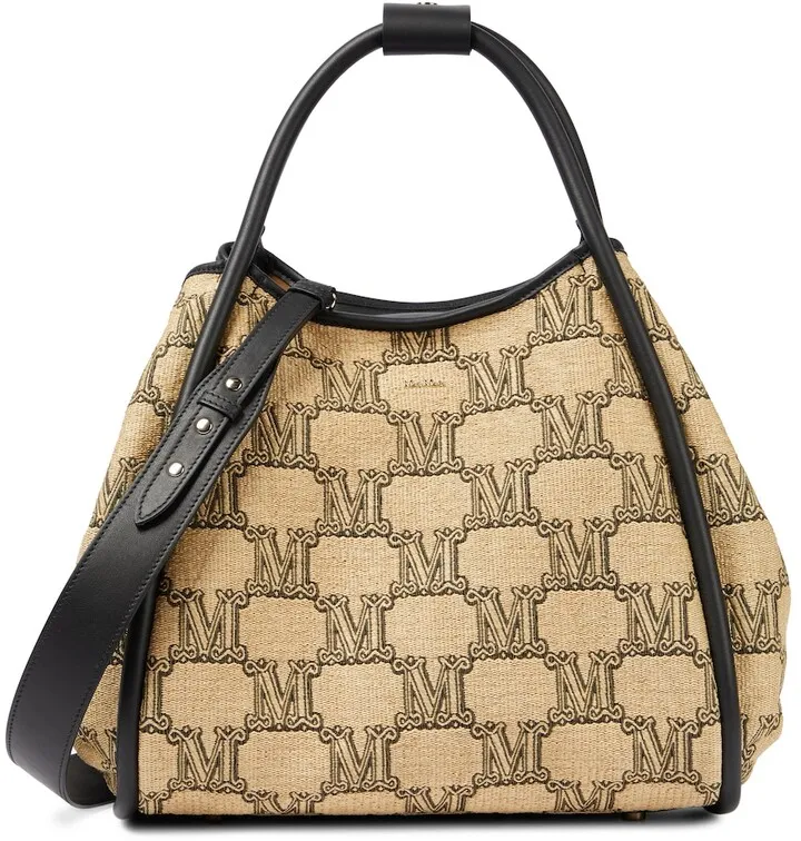 Marin leather-trimmed raffia tote