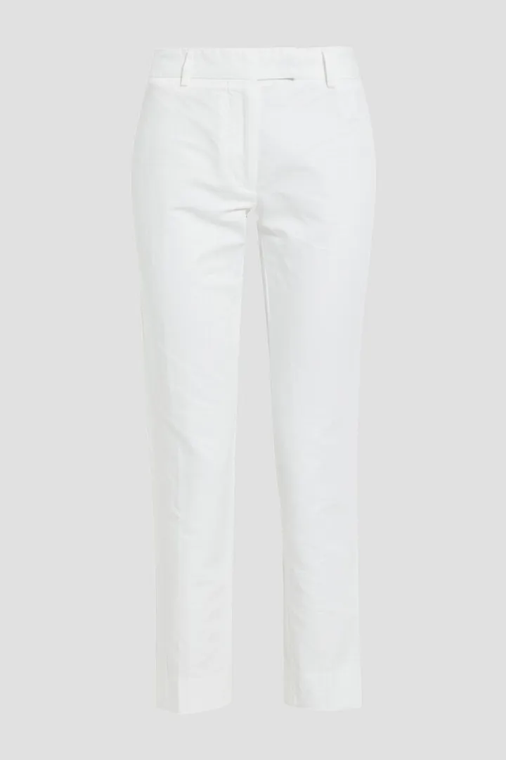 Cropped cotton and linen-blend slim-leg pants