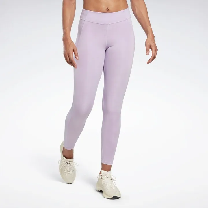 Reebok Yoga High-Waisted Performance Rib Leggings Womens Athletic Leggings Small Purple Oasis