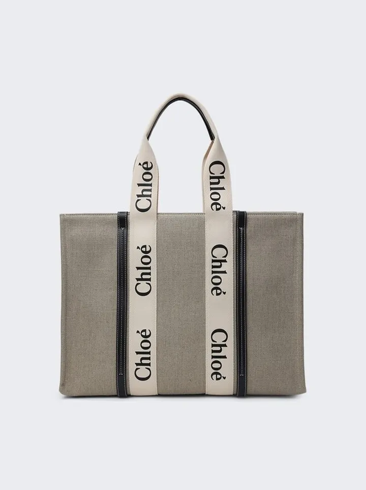 Large Woody Tote Bag White and Blue