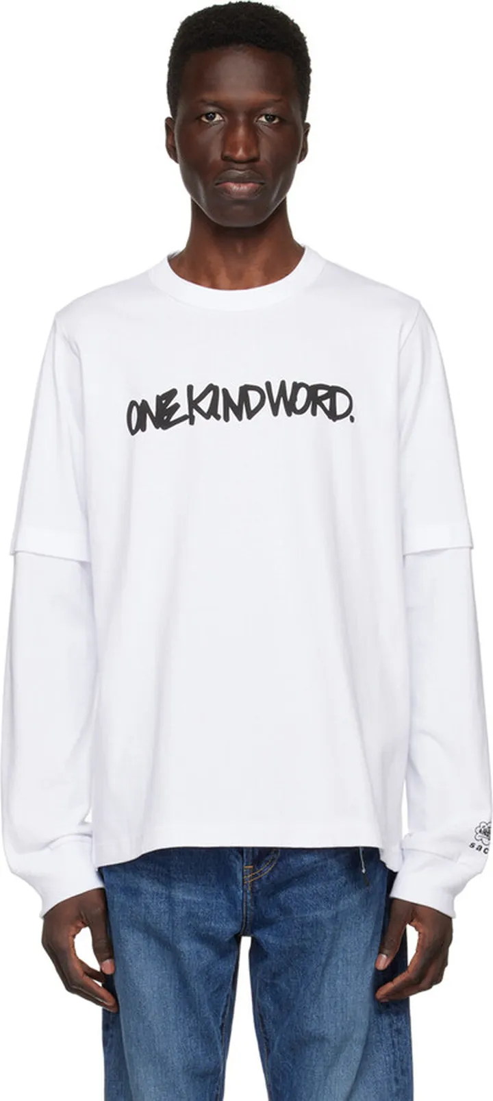 sacai White 'One Kind Word' Long Sleeve T-Shirt