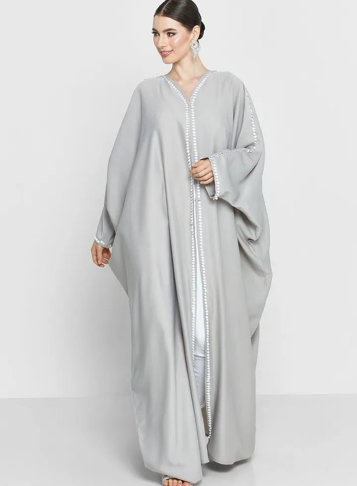 V-Neck Embellished Abaya