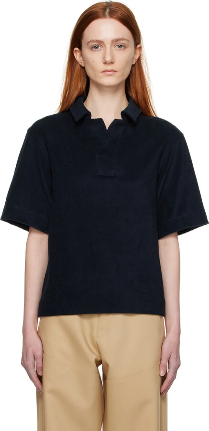 ZEGNA Black Spread Collar Polo