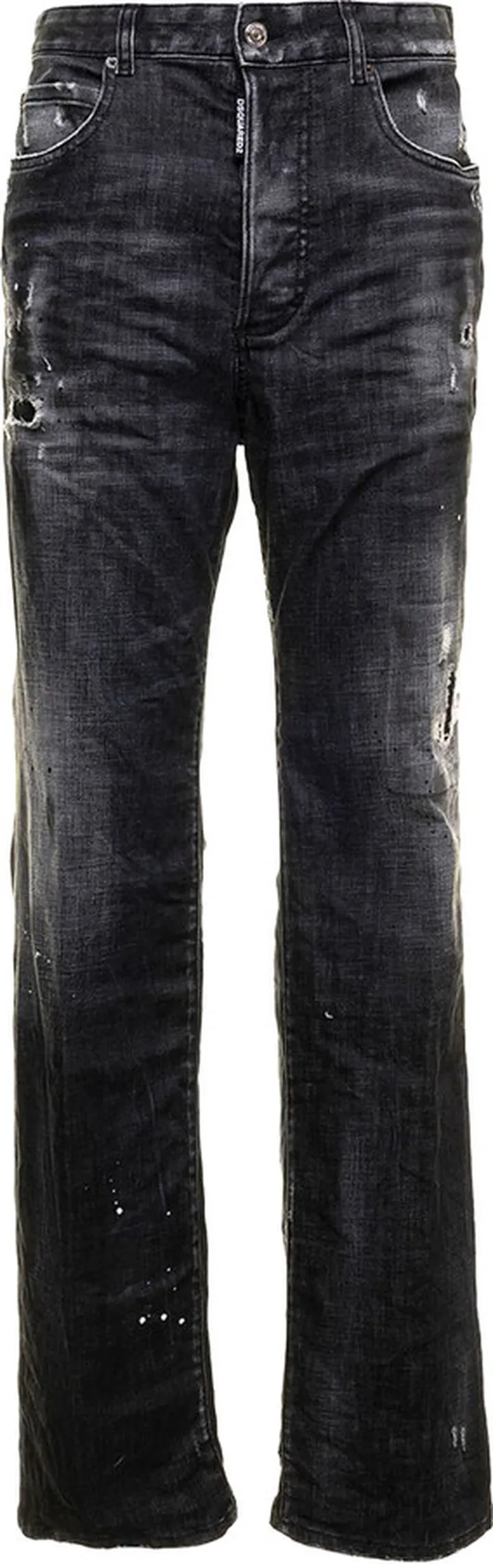 Black Ripped Knee Wash Roadie Jeans