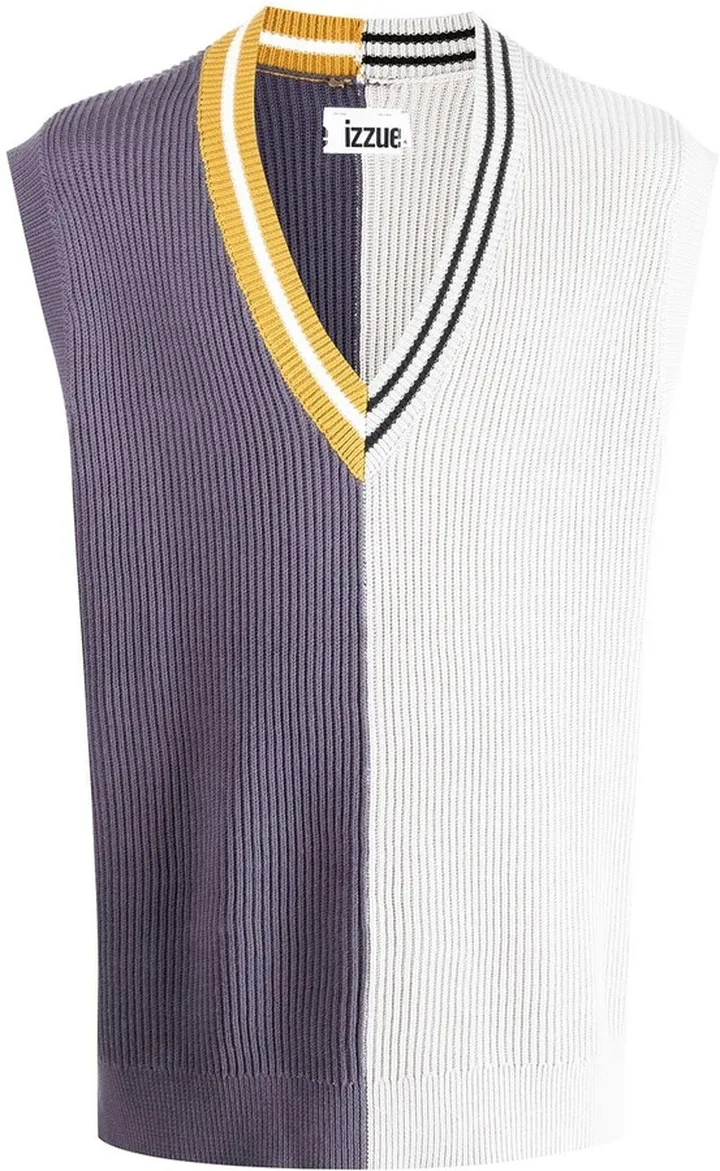 two-tone V-neck vest
