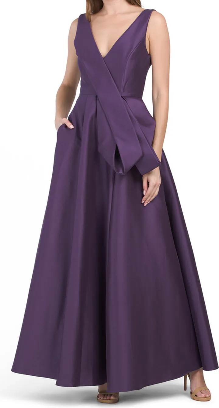 Sleeveless V-neck Loop Ballgown