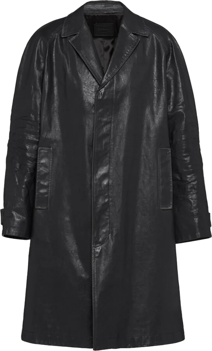 Single-Breasted Leather Coat