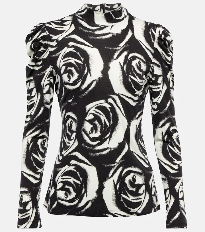 Doha floral turtleneck jersey top