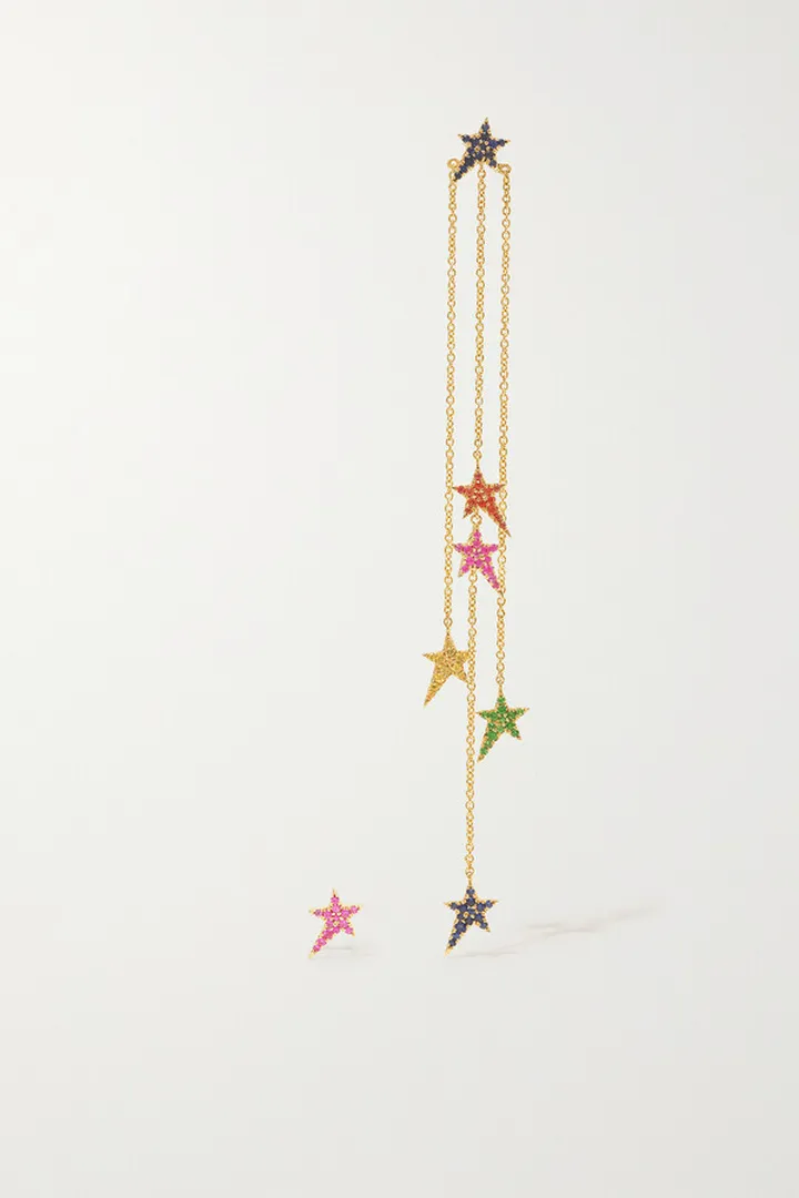 Diane Kordas - Star 18-karat Gold Sapphire Earrings - Multi