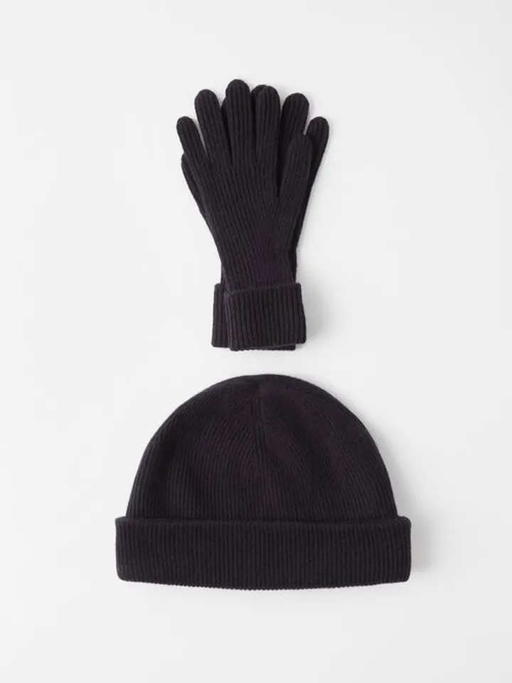 Cashmere Beanie Hat & Gloves Set