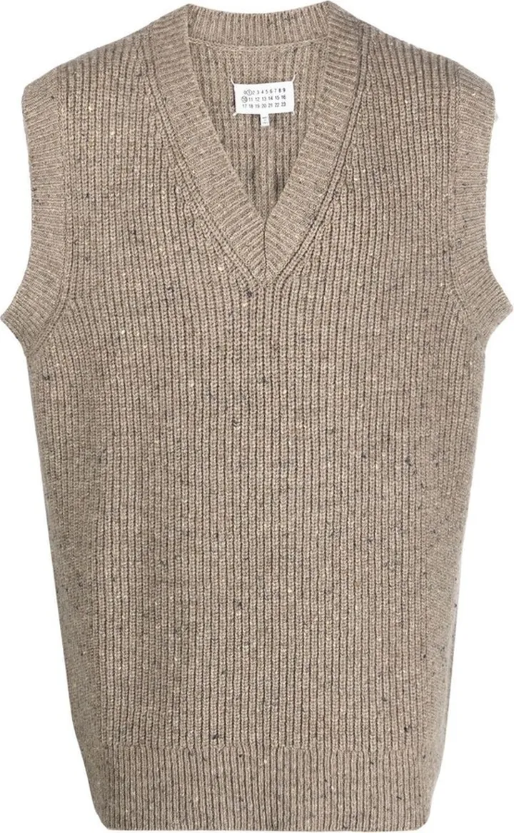 Green V-Neck Ribbed Vest