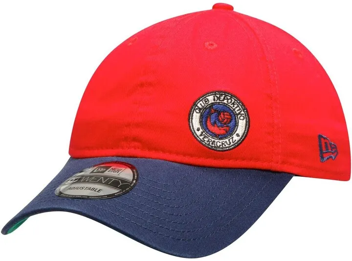Men's New Era Red and Navy Tiburones Rojos de la Veracruz Liga Mx Retro Collection 9TWENTY Adjustable Hat