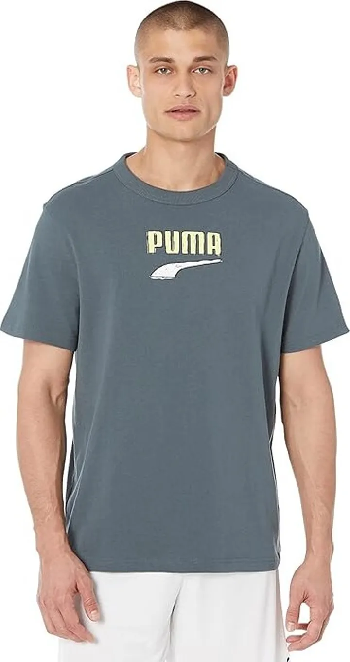 PUMA Downtown Logo Tee (Dark Slate) Men's Clothing
