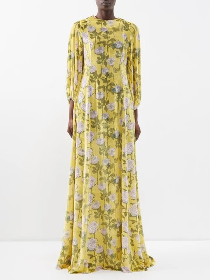 Roxette Floral-print Velvet Gown