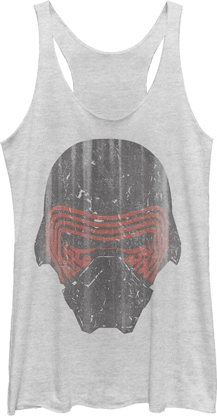 Women's Star Wars The Force Awakens Kylo Ren Mask Racerback Tank Top - White Heather - Large