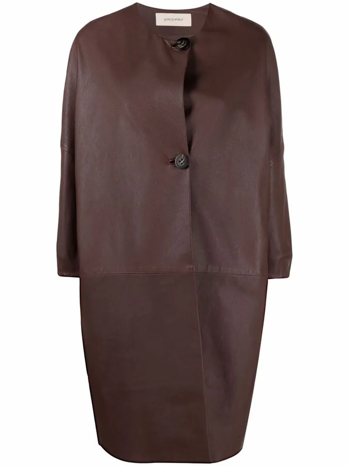 Buttoned-Up Leather Coat