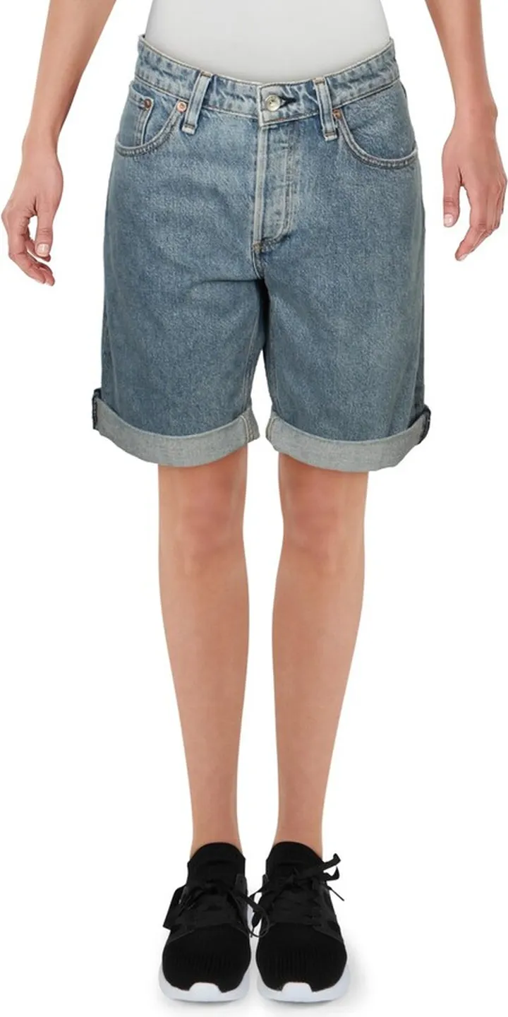Womens Jeans Mid-Rise Denim Shorts