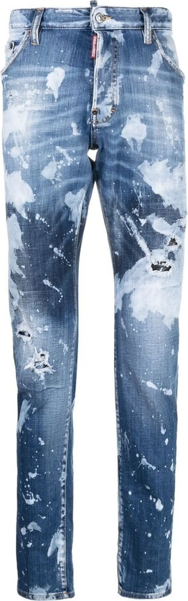 Paint-Splatter Straight-Leg Jeans