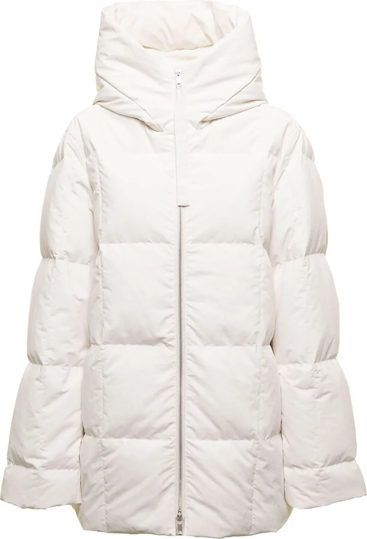 Woman's White Quilted Nylon Oversize Down Jacket