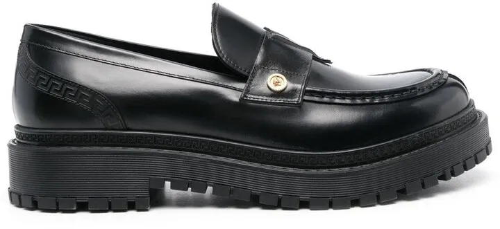 Medusa-Plaque Leather Loafers