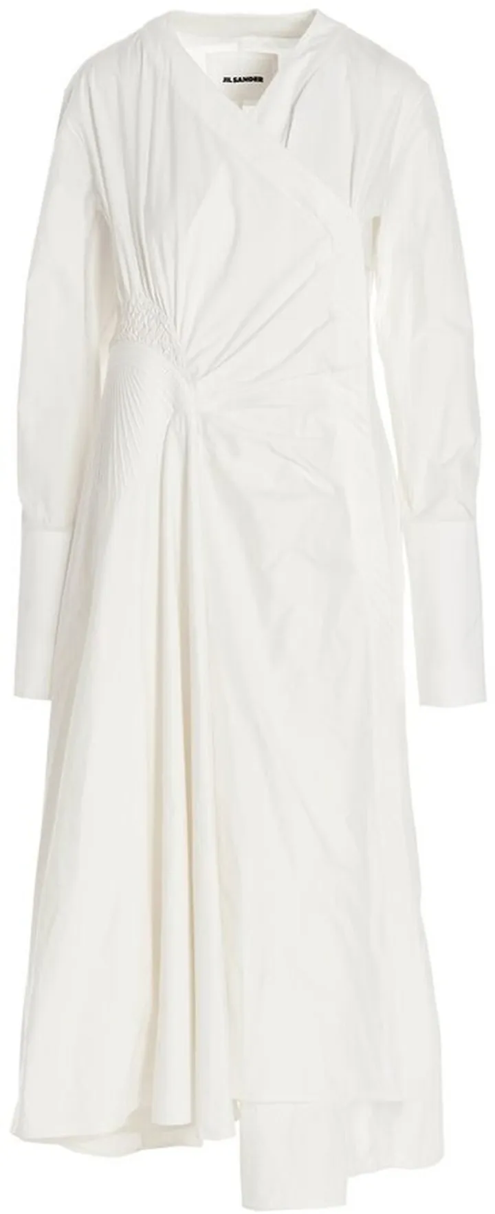 Jil Sander V-Neck Asymmetrical Midi Dress