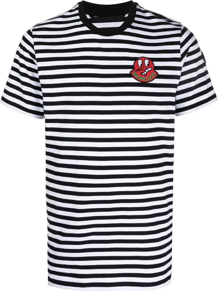 logo-patch striped T-shirt
