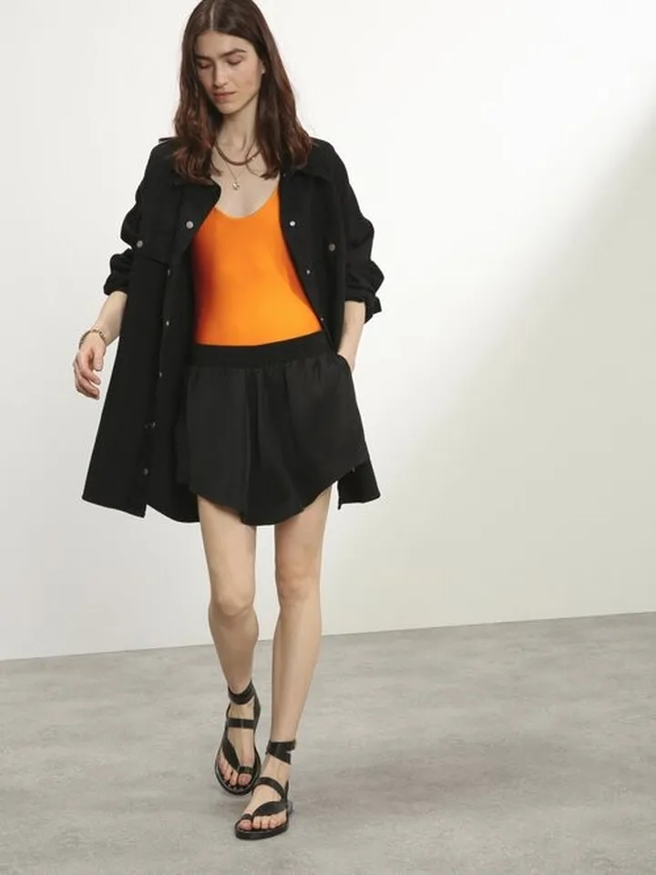 Elasticated-waist Silk Skort
