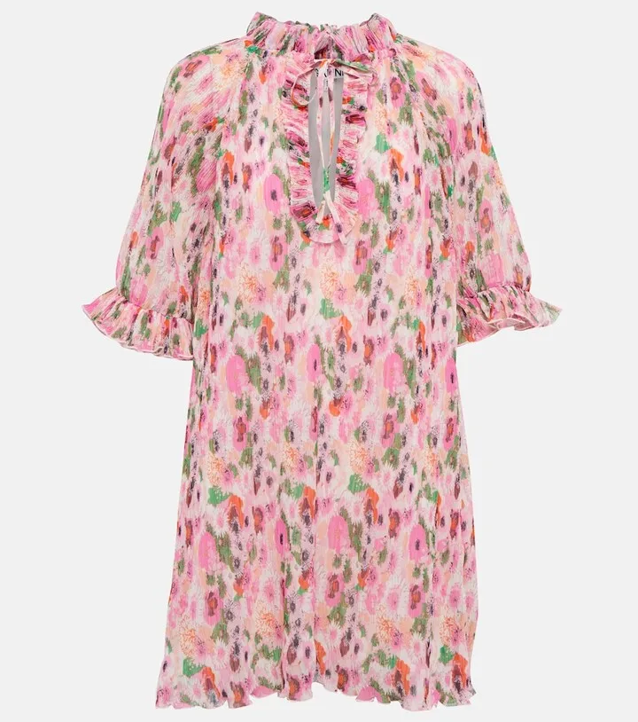 Ruffle-trimmed floral minidress