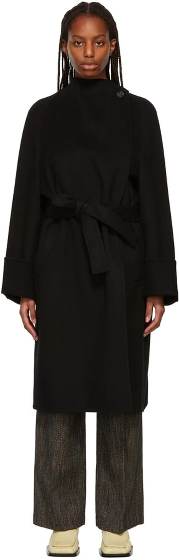 LOW CLASSIC Black Handmade Wrap Coat