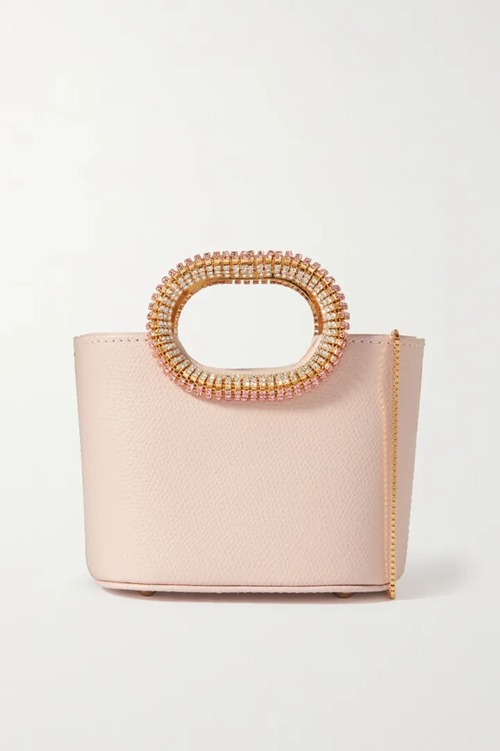 Rosantica - Anita Crystal-embellished Textured-leather Tote - Pink