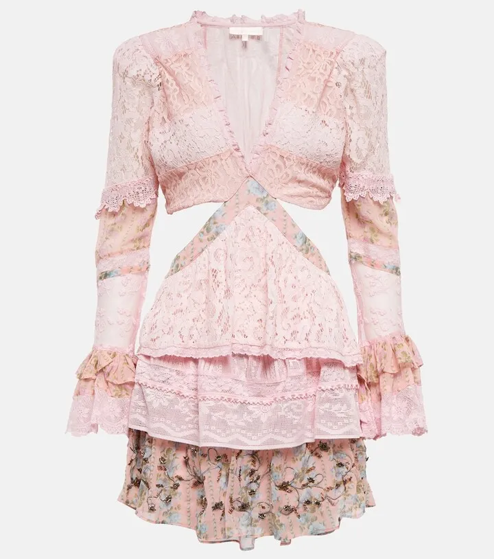 Karine lace and chiffon minidress