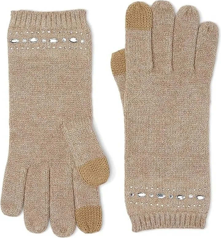 LAUREN Ralph Lauren Jewel Border Knit Gloves (Truffle Heather) Dress Gloves