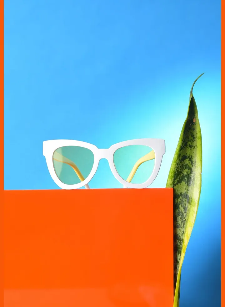 Women Yellow Lens White Cateye Sunglasses