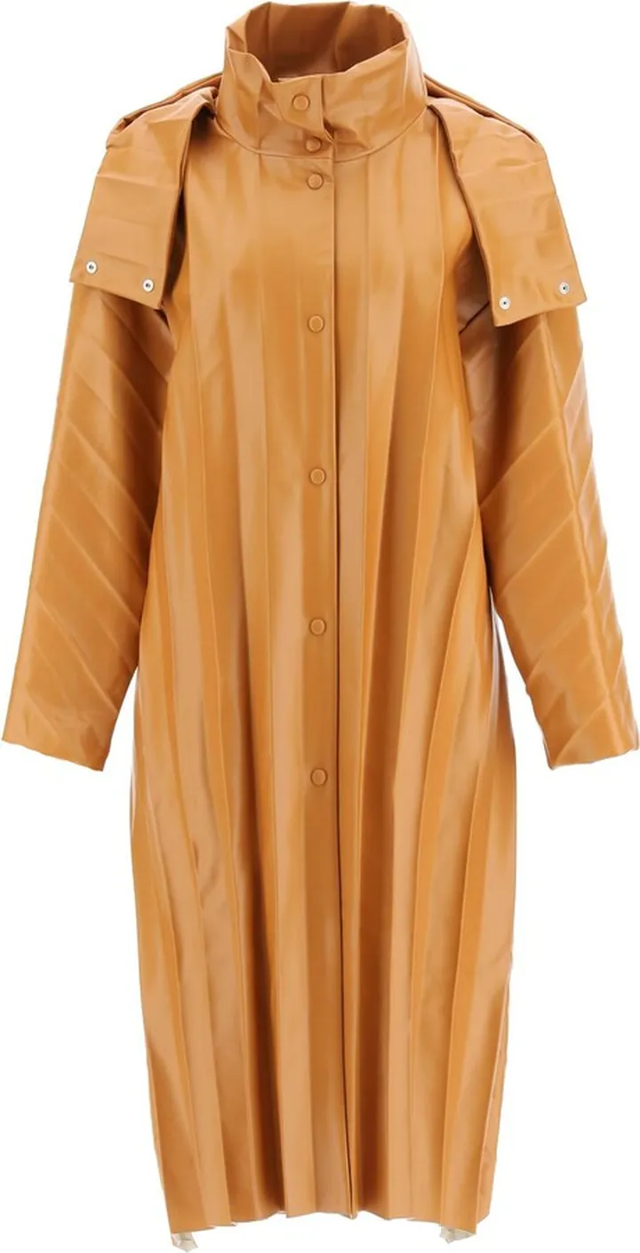 Pleated Eco Leather Coat